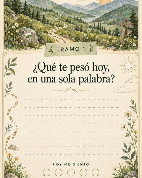 La primera pregunta del tramo 1, con renglones para escribir